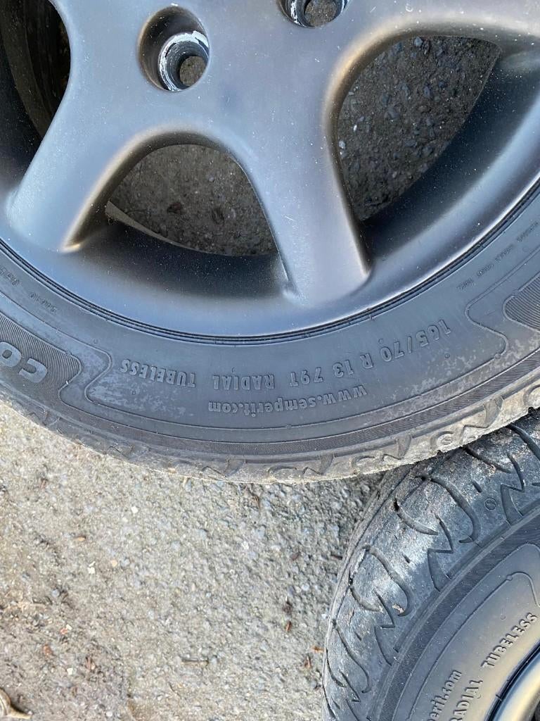 alu velgen 13 inch 4x100 (mat zwart gespoten), Auto-onderdelen, Banden en Velgen, Ophalen, Gebruikt, 13 inch, Banden en Velgen