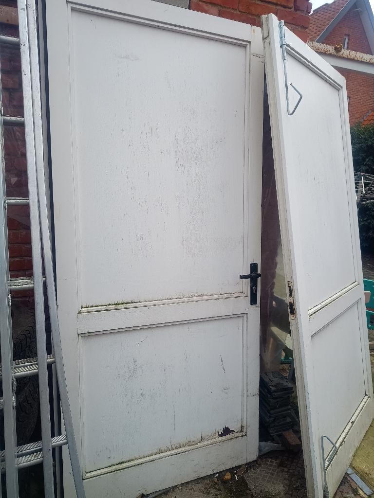 DUBBELE DRAAIDEUR MET KADER, Doe-het-zelf en Bouw, Ophalen, Gebruikt, Buitendeur, Hout