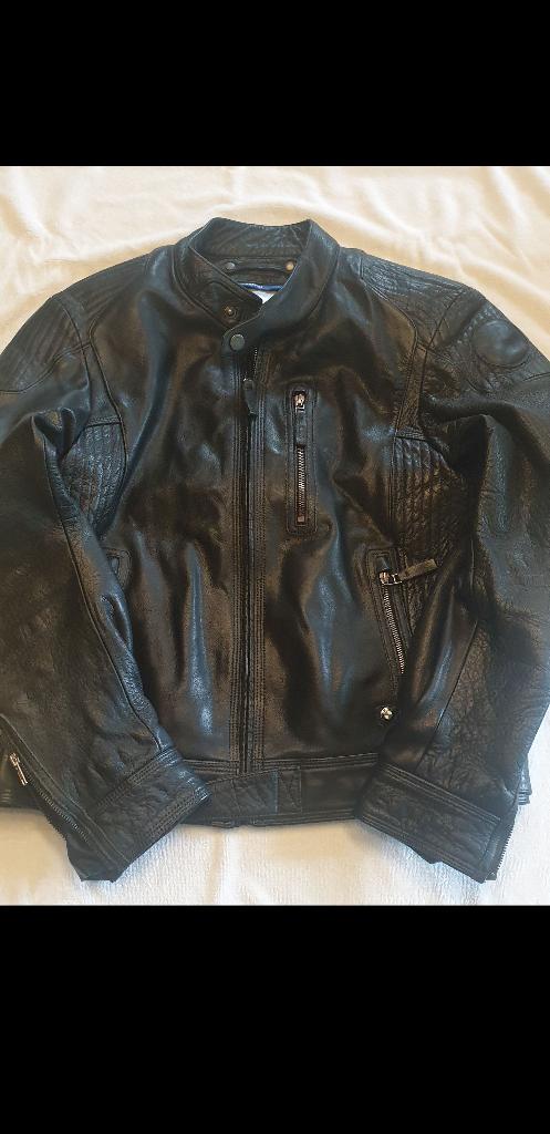 BLOUSON EN CUIR BMW BLACK LEATHER TAILLE 52, Motoren, Heren, Jas | leer, Tweedehands, Ophalen