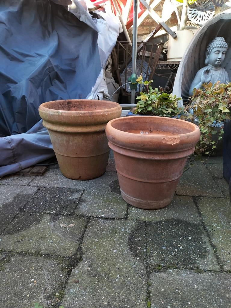 2 grote terracotta buitenpotten, Enlèvement, Terracotta