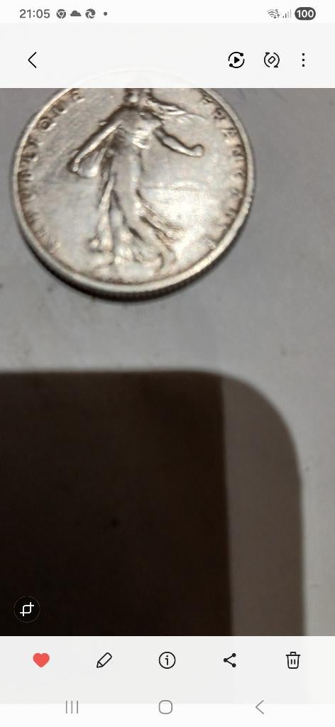 2 francs semeuse 1905 argent, Enlèvement ou Envoi, France, Monnaie en vrac, Argent