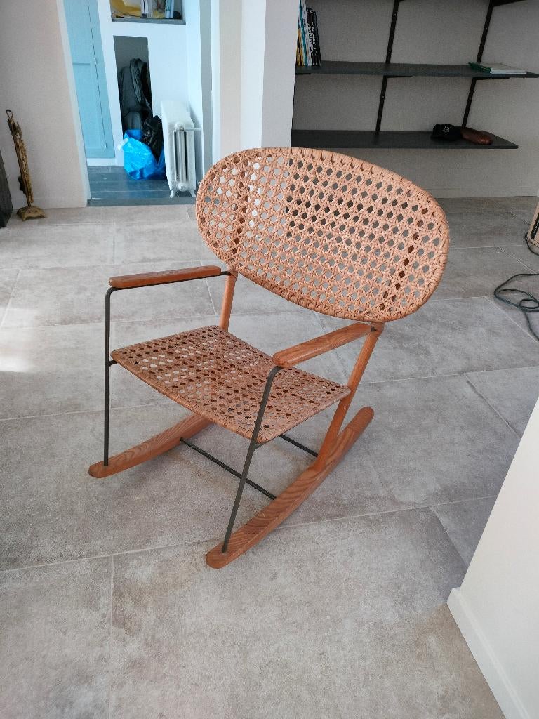 Chaise à bascule, Osier ou Rotin, Bohème chic, Brun, Enlèvement