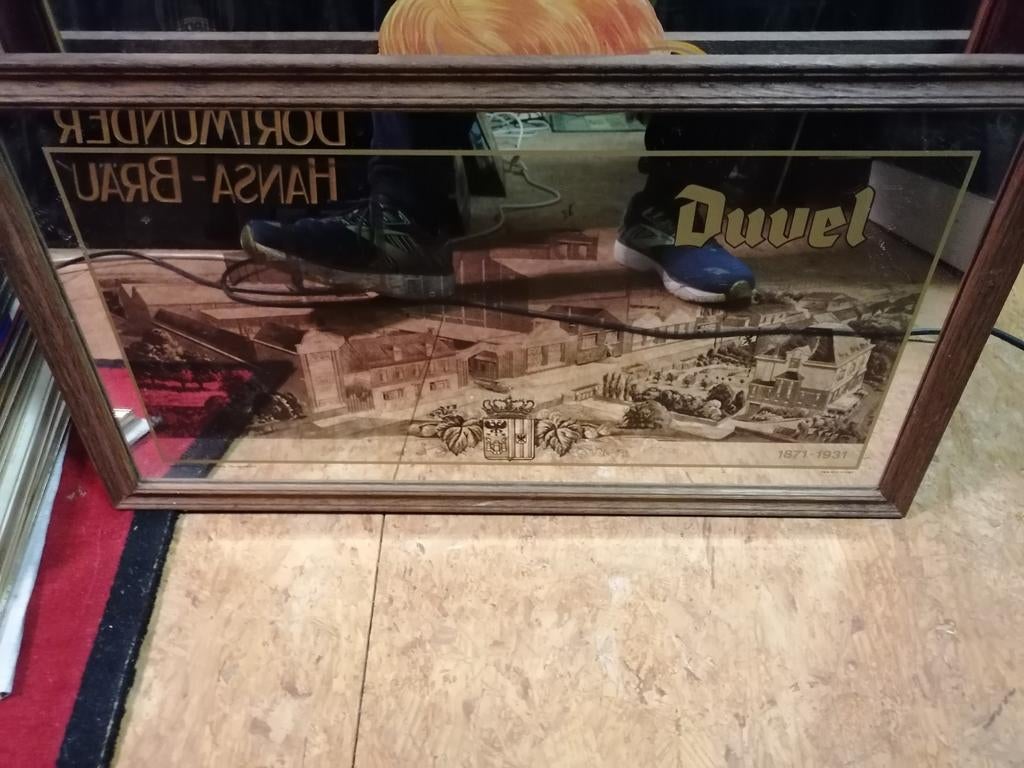 Oude duvel spiegel, Ophalen of Verzenden, Duvel