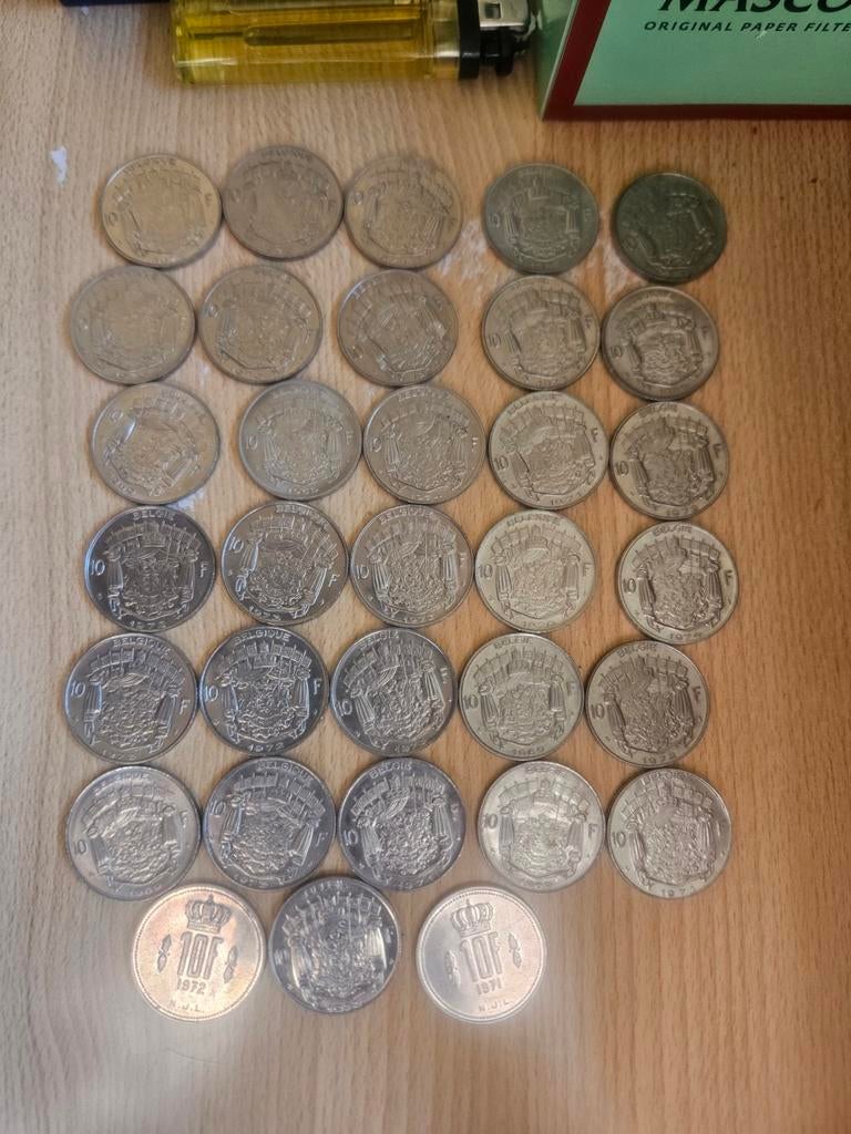 10 Belgische frank (31 munten) + 10 frank lux (2 stuks), Ophalen of Verzenden