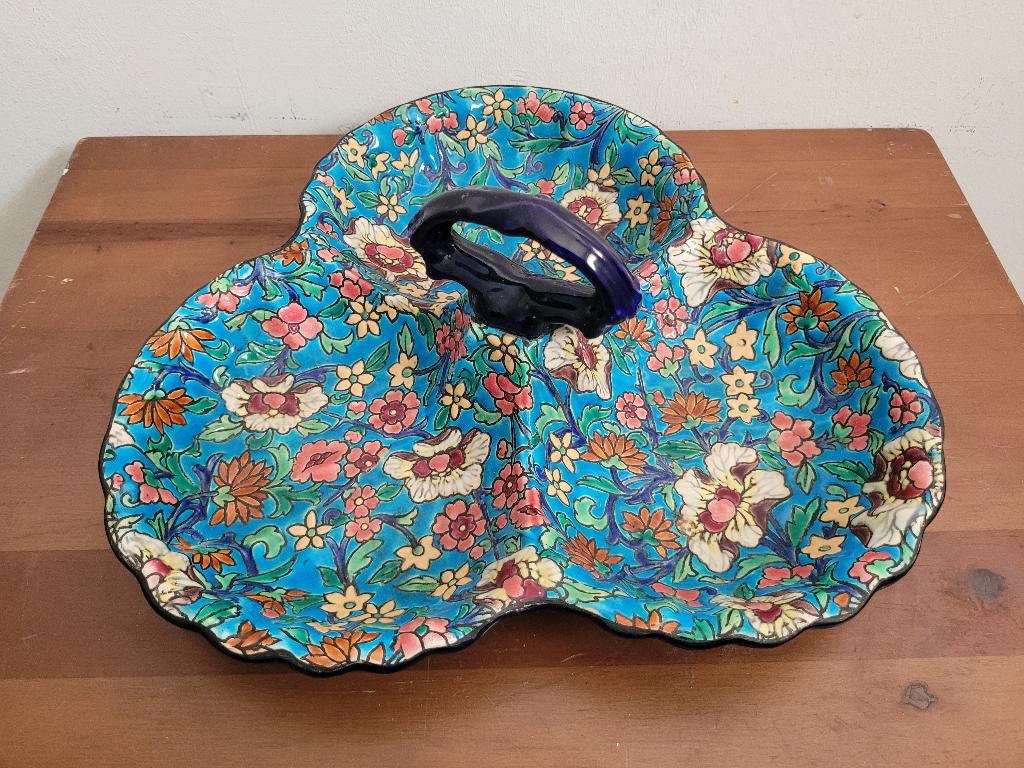 Longwy emaille vitrineschaal, Ophalen of Verzenden