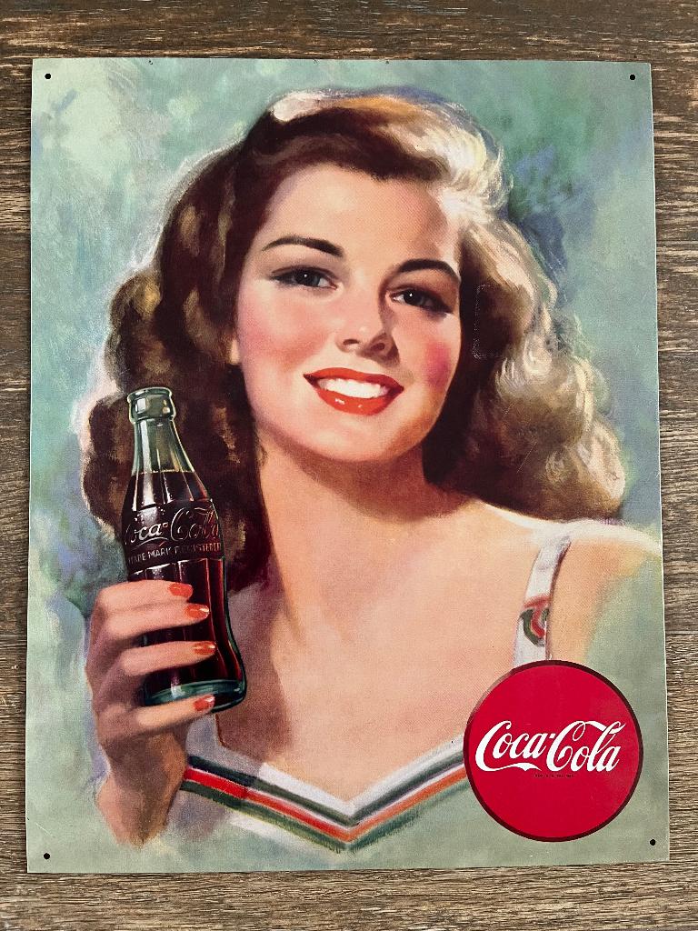 Coca Cola reclame bord - plakkaat 32 x 40 cm, Verzamelen, Ophalen, Zo goed als nieuw, Reclamebord