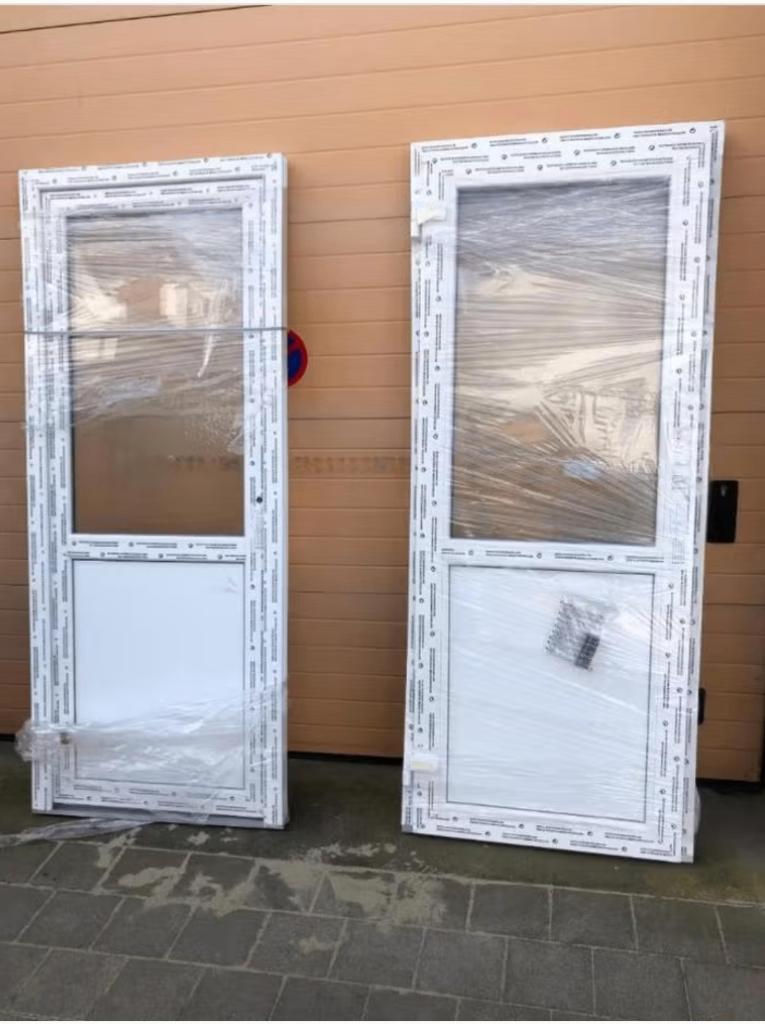 pvc buitendeur kunststof 2/3 glas, Ophalen, Gebruikt, Glas, Buitendeur