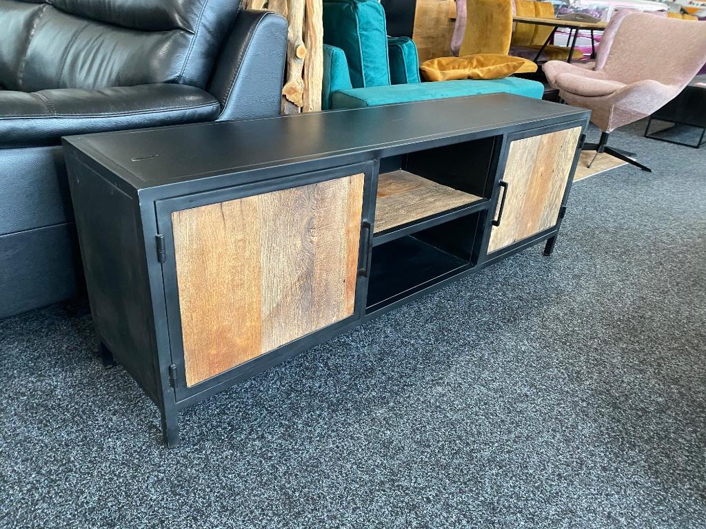 STOCKVERKOOP industriele meubelen zwart staal & massief hout, Huis en Inrichting, 200 cm of meer, Nieuw, Ophalen of Verzenden