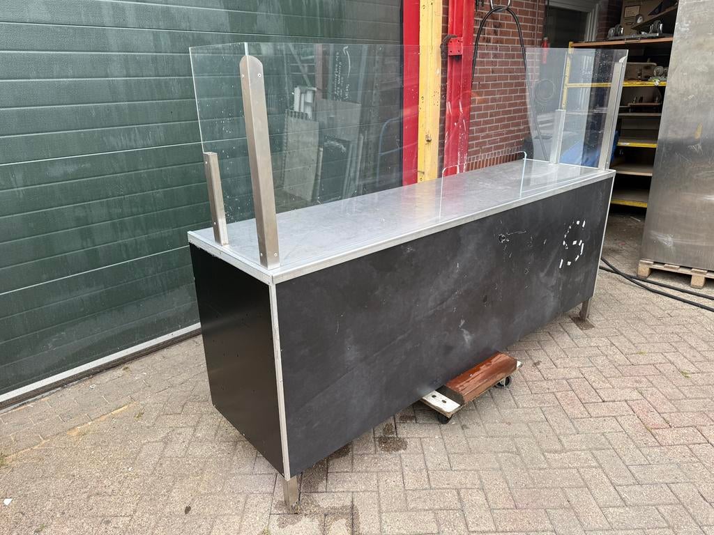 Rvs toonbank met wielen balie met kunstof plaat werkbank, Enlèvement