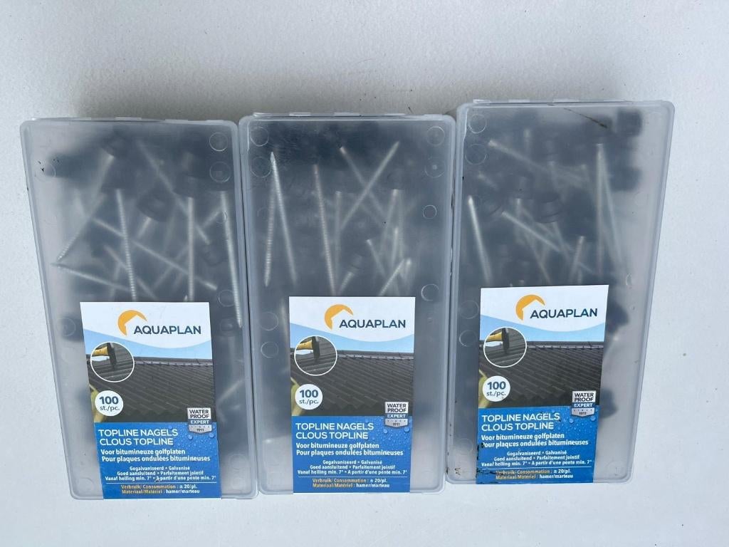Aquaplan-Topline-clous pour tôles ondulées-noir-3x100 pièces, Bricolage & Construction, Tuiles & Revêtements de toit, Neuf, Tôle ondulée