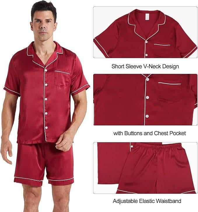 Pyjama court en satin pour homme | LIVRAISON GRATUITE, -, -, Envoi, Neuf