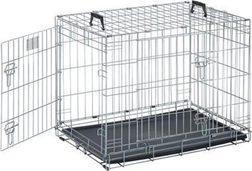 Hondenbench Savic grijs L 78cm - B 55cm - H 60cm, Dieren en Toebehoren, Ophalen, Zo goed als nieuw