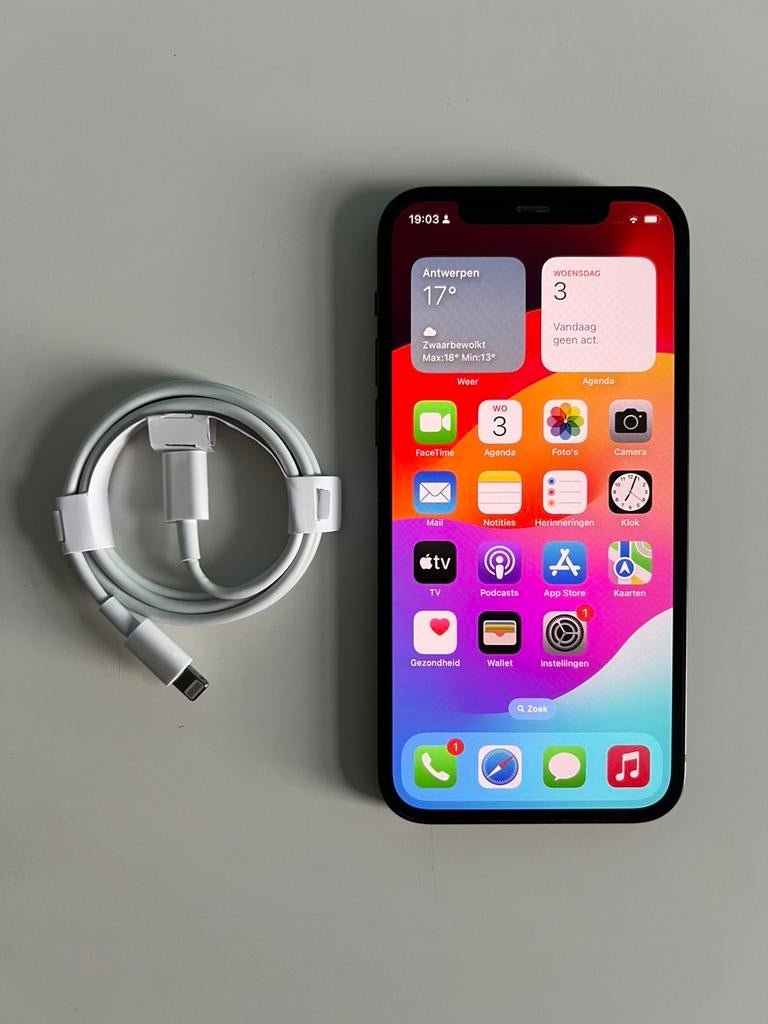 iPhone 12 64GB | Zwart | Batterij 80%, Télécoms, Téléphonie mobile | Apple iPhone, Comme neuf, 64 GB, Sans abonnement, Sans simlock