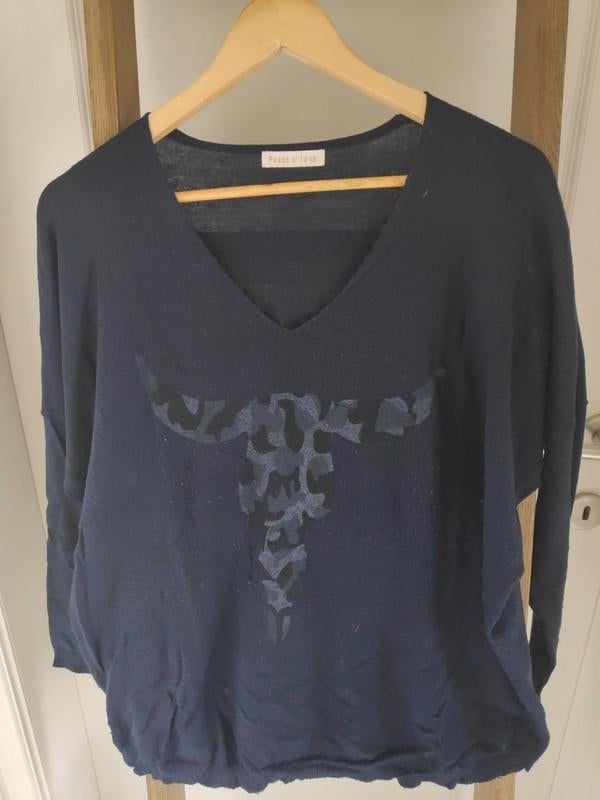 donkerblauwe trui met dierenkop TU Peace 'n Love, Ophalen