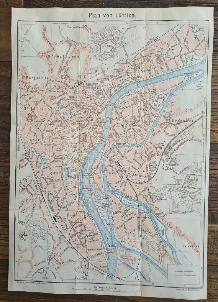 1906 - Liège / grand plan de la ville, Livres, Atlas & Cartes géographiques, Enlèvement ou Envoi