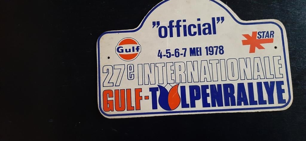Plaque de rallye Gulf Tulip Rallye 1978, Enlèvement ou Envoi, Comme neuf