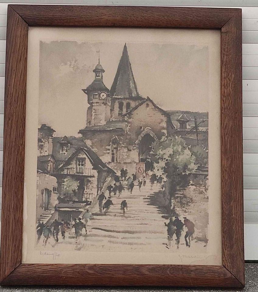 Gravure Estaing lot signe Roger hebbelinck, Antiek en Kunst, Kunst | Etsen en Gravures, Ophalen of Verzenden