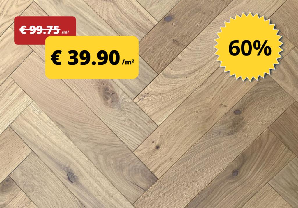 Visgraat parket voor € 39.90 /m² ! - STOCKVERKOOP, Doe-het-zelf en Bouw, 50 tot 150 cm, Nieuw, 10 m² of meer, Hout