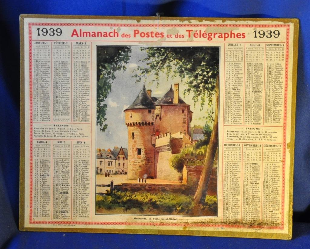 calendrier almanach des  PTT de 1939, Collections, Enlèvement ou Envoi, Utilisé