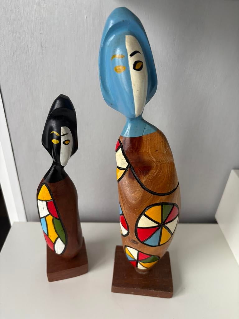 2 houten beeldjes van FRANK CORONADO, Ophalen of Verzenden