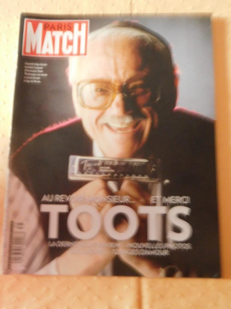 Paris Match : décès de Toots Thielemans., Livres, Enlèvement ou Envoi, Comme neuf, Musique, Cinéma ou TV