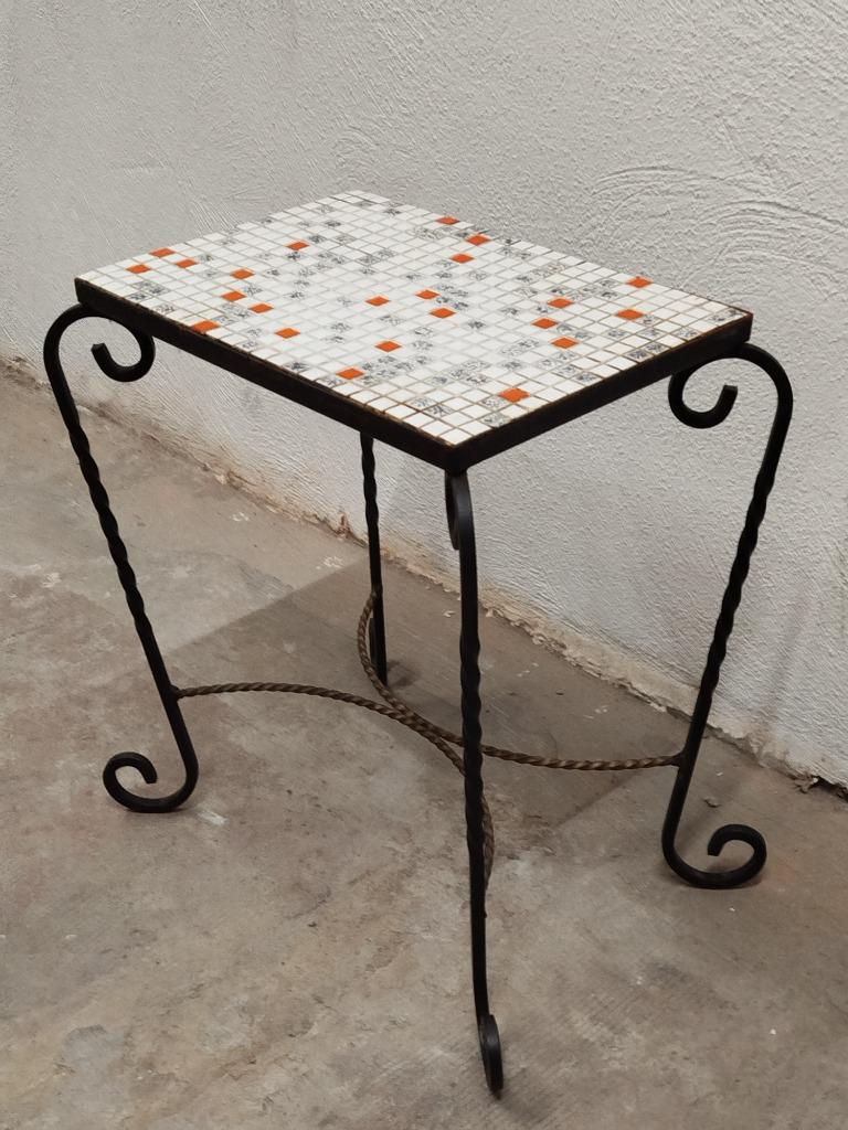 Vintage plantentafel met mozaiëktegels 4 kleuren jaren ‘50, Ophalen of Verzenden, Gebruikt