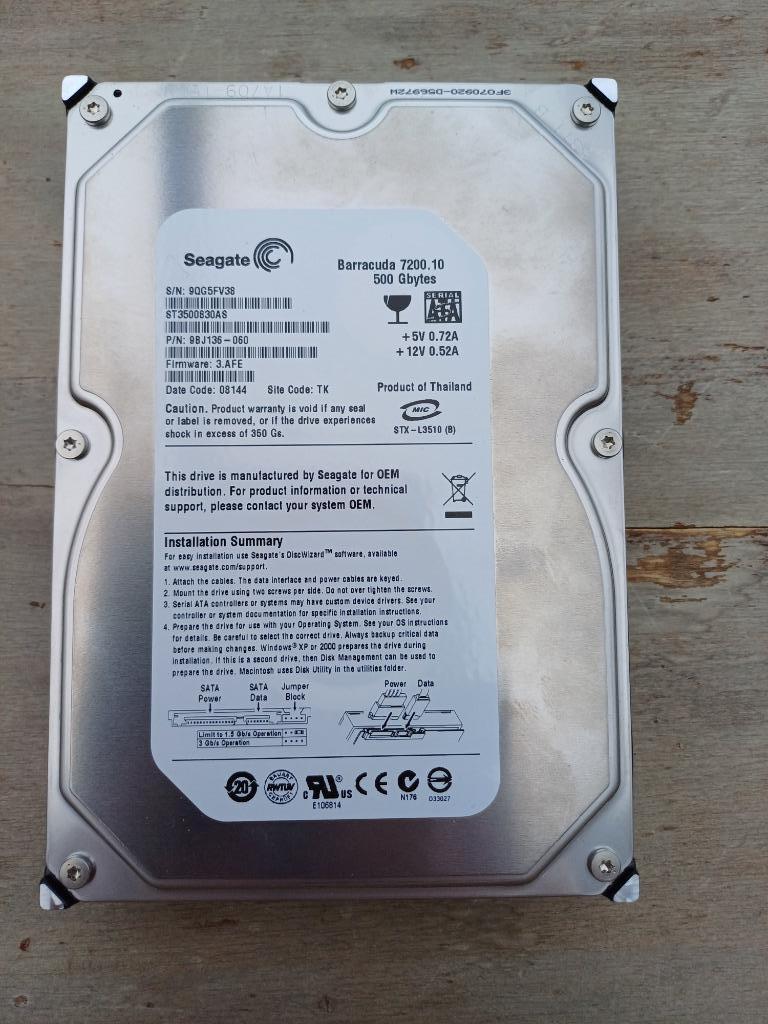 Seagate Barracuda Harddisk 3,5 inch 500 GB, Computers en Software, Harde schijven, Intern, Gebruikt, Ophalen of Verzenden, Desktop
