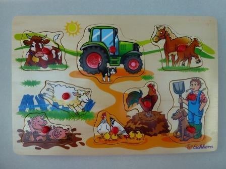 puzzle en bois ferme 9 pièces, Enfants & Bébés, Enlèvement ou Envoi, Utilisé, 6 mois à 2 ans, Moins de 10 pièces