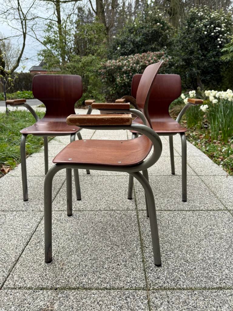 Retro vintage schoolstoeltjes, Huis en Inrichting, Ophalen, Gebruikt, Metaal