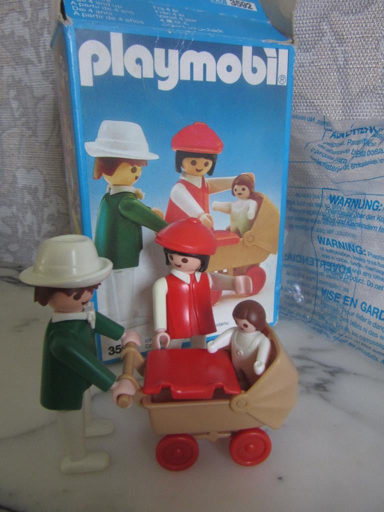Playmobil famille vintage des années 80 avec poussette, Enlèvement ou Envoi, Comme neuf