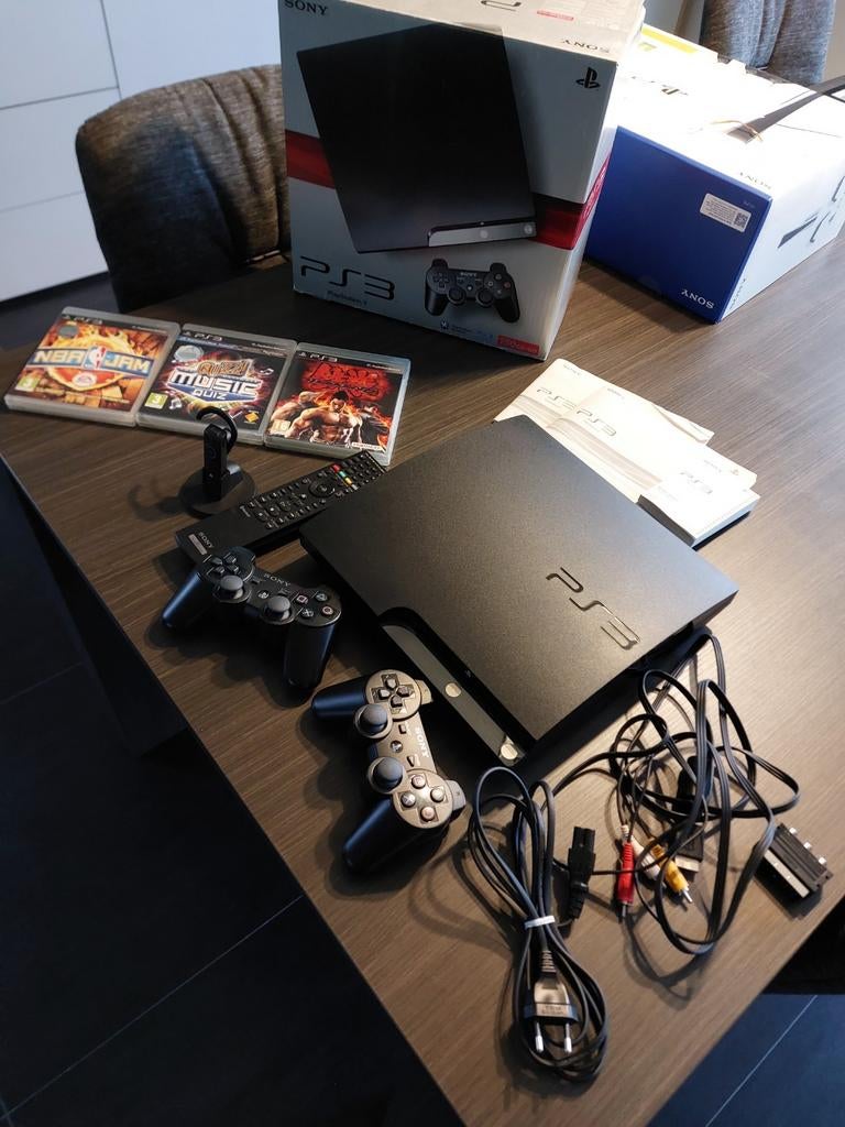 Playstation 3 250GB met toebehoren, Games en Spelcomputers, Spelcomputers | Sony PlayStation 3, Ophalen, Met 2 controllers, 250 GB