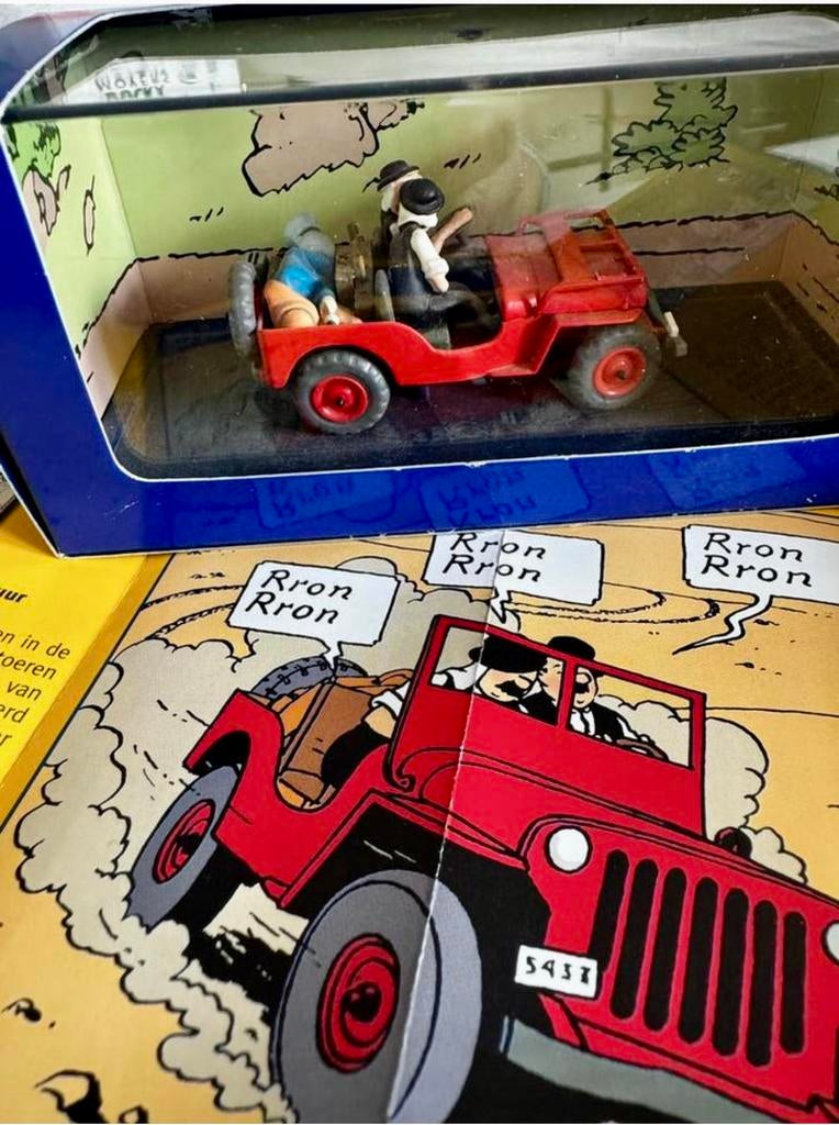 Kuifje auto 1:43 de willy’s jeep uit album het zwarte goud, Verzamelen, Stripfiguren, Zo goed als nieuw, Kuifje, Ophalen of Verzenden