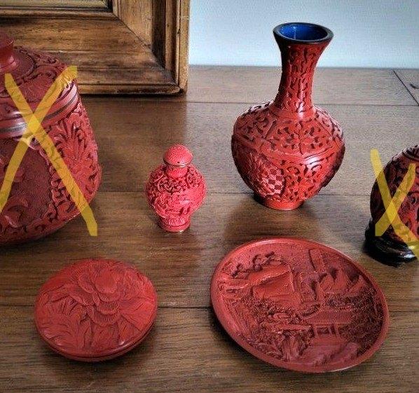 4 laques de Cinabre, Antiquités & Art, Enlèvement ou Envoi
