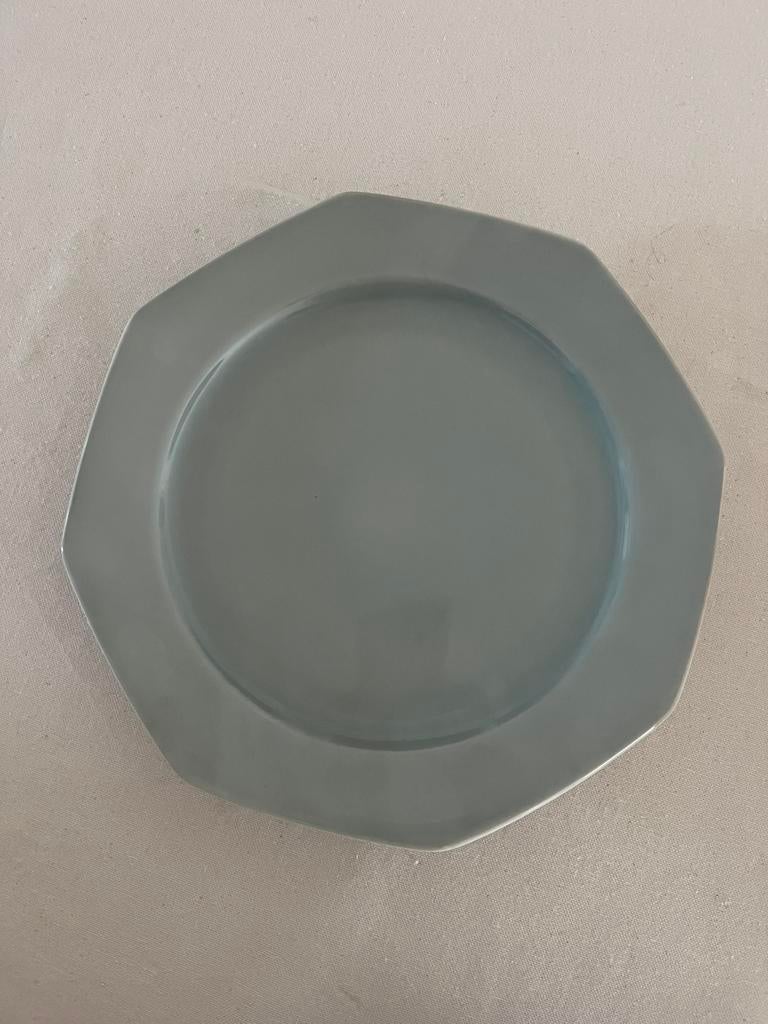 Onderzetborden  8- hoekig in griis/ lichtgroene kleur, Ophalen, Keramiek, Zo goed als nieuw, Bord(en)