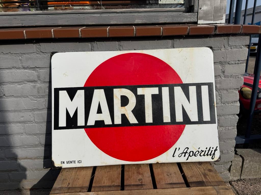 MARTINI oud origineel emaille reclamebord, Verzamelen, Ophalen, Gebruikt, Reclamebord