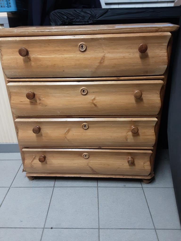 Oudgrenen ladenkast met 4 laden, Antiek en Kunst, Ophalen
