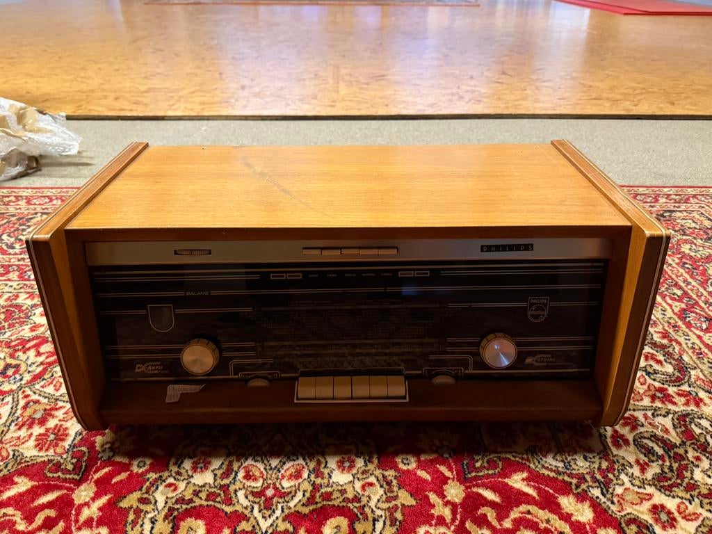 Radio Philips vintage (1963) — en bois — design rétro, Enlèvement ou Envoi