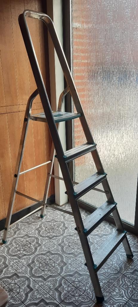 Escabeau, échelle à 5 marches, Bricolage & Construction, Échelles & Escaliers, Enlèvement, Utilisé, Échelle, Pliable ou rétractable/escamotable