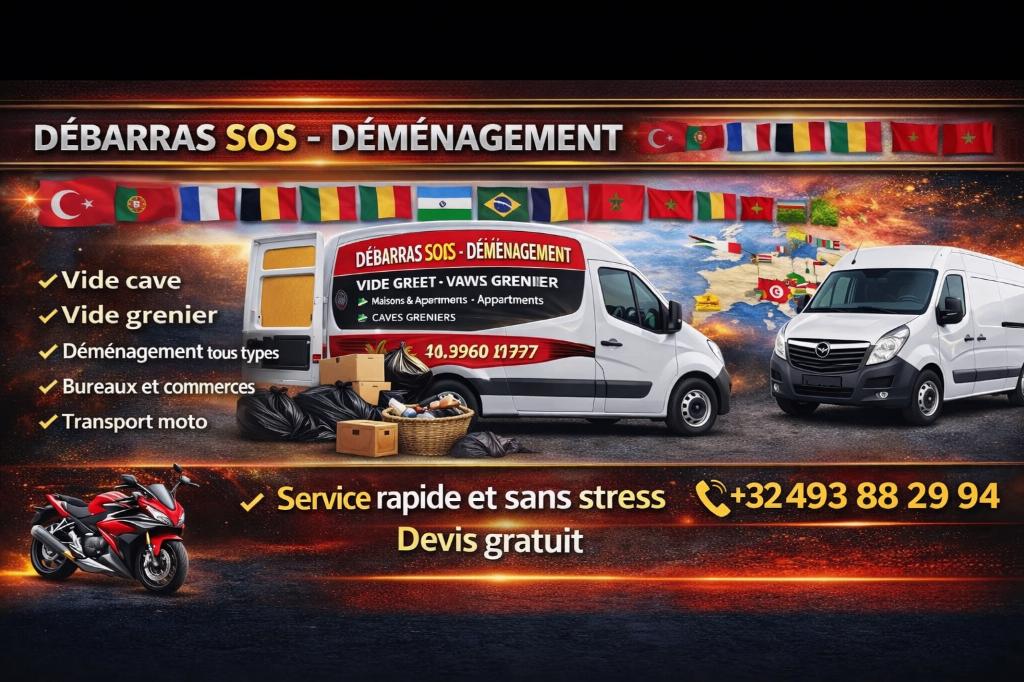 Déménagement  sos  0493882994, Enlèvement ou Envoi, Neuf