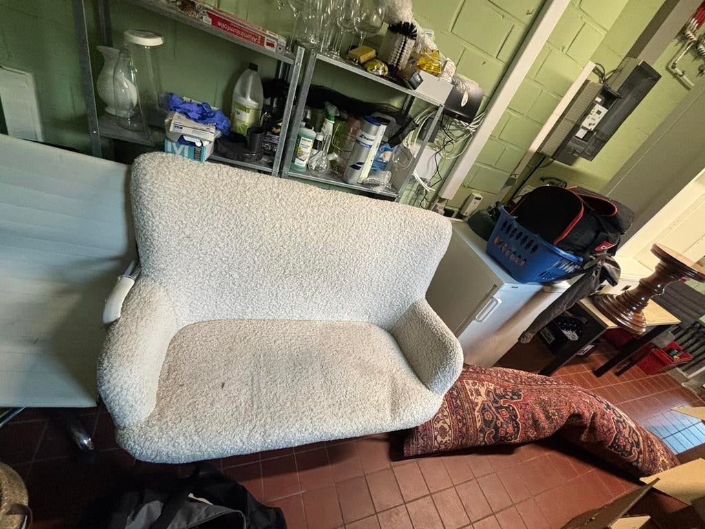 Witte velours zetel, Maison & Meubles, Enlèvement, Utilisé, Deux personnes, Tissus