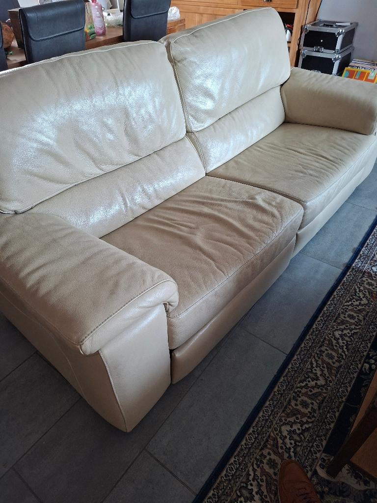 Domicil leren bank, Huis en Inrichting, Zetels | Zetels, Ophalen, Gebruikt, Driepersoons, Leer