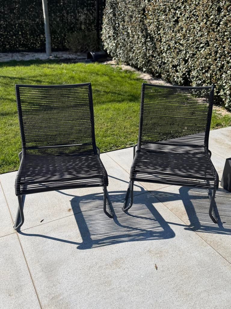 Set loungestoelen zwart, Tuin en Terras, Tuinstoelen, Ophalen, Gebruikt, Wicker