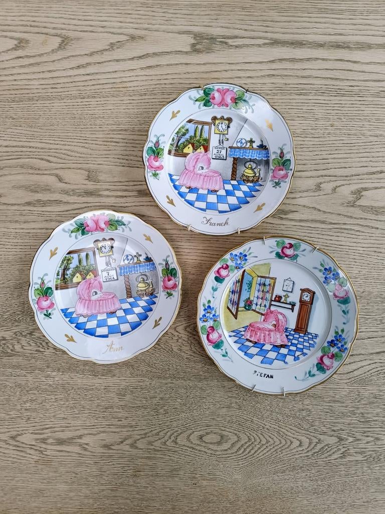 Vintage geboorte bordjes, Ophalen of Verzenden