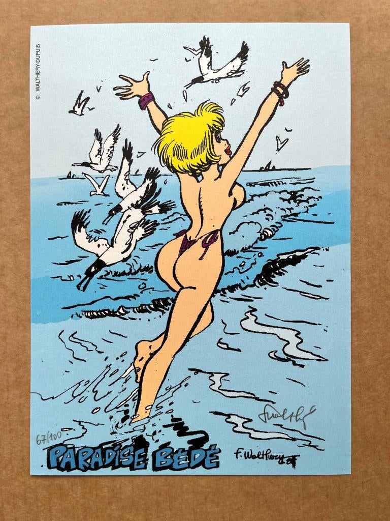 Natacha - Ex-libris Paradise BD - Mer et mouettes - Walthéry, Envoi