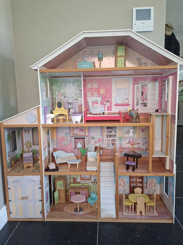 Kidkraft houten poppenhuis met meubeltjes, Kinderen en Baby's, Ophalen, Gebruikt, Poppenhuis