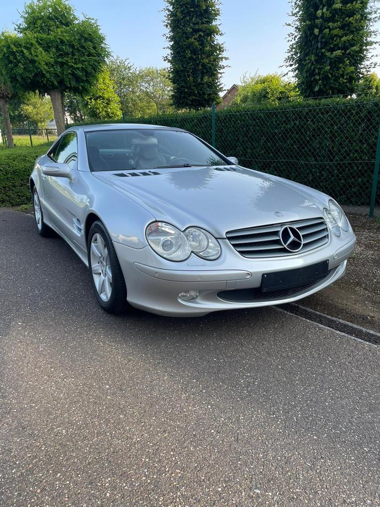 Mercedes 350 SL Cabriolet, Autos, Cuir, Argent ou Gris, Carnet d'entretien, Bleu