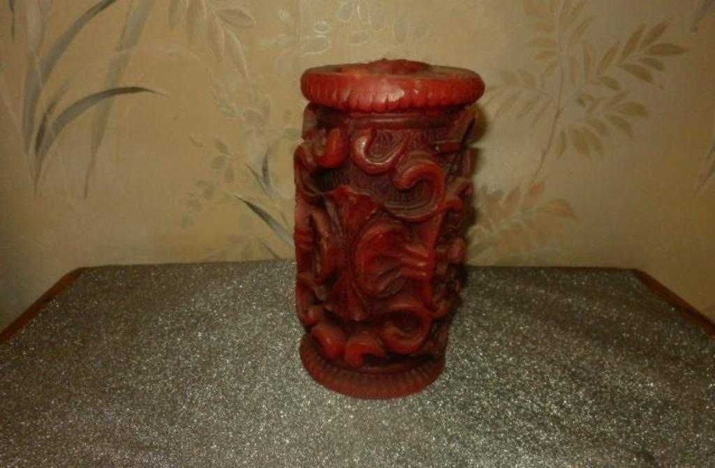 (47) -bougie decorative rouge, Enlèvement ou Envoi, Comme neuf, Bougie, Moins de 25 cm