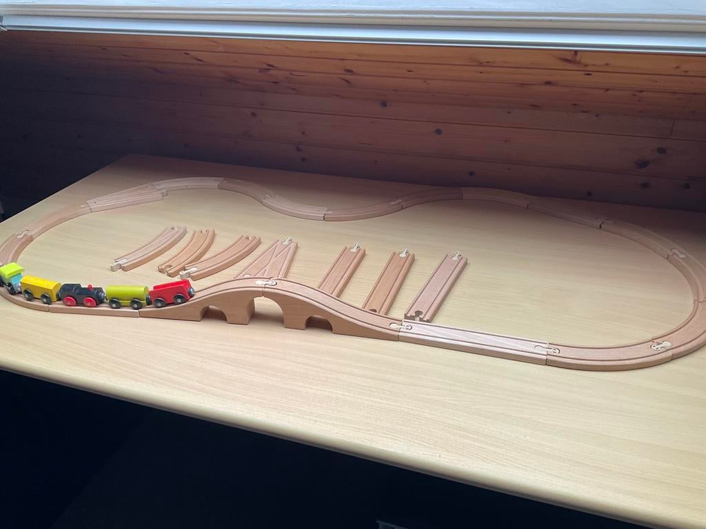 Houten treinset, Kinderen en Baby's, Ophalen, Zo goed als nieuw