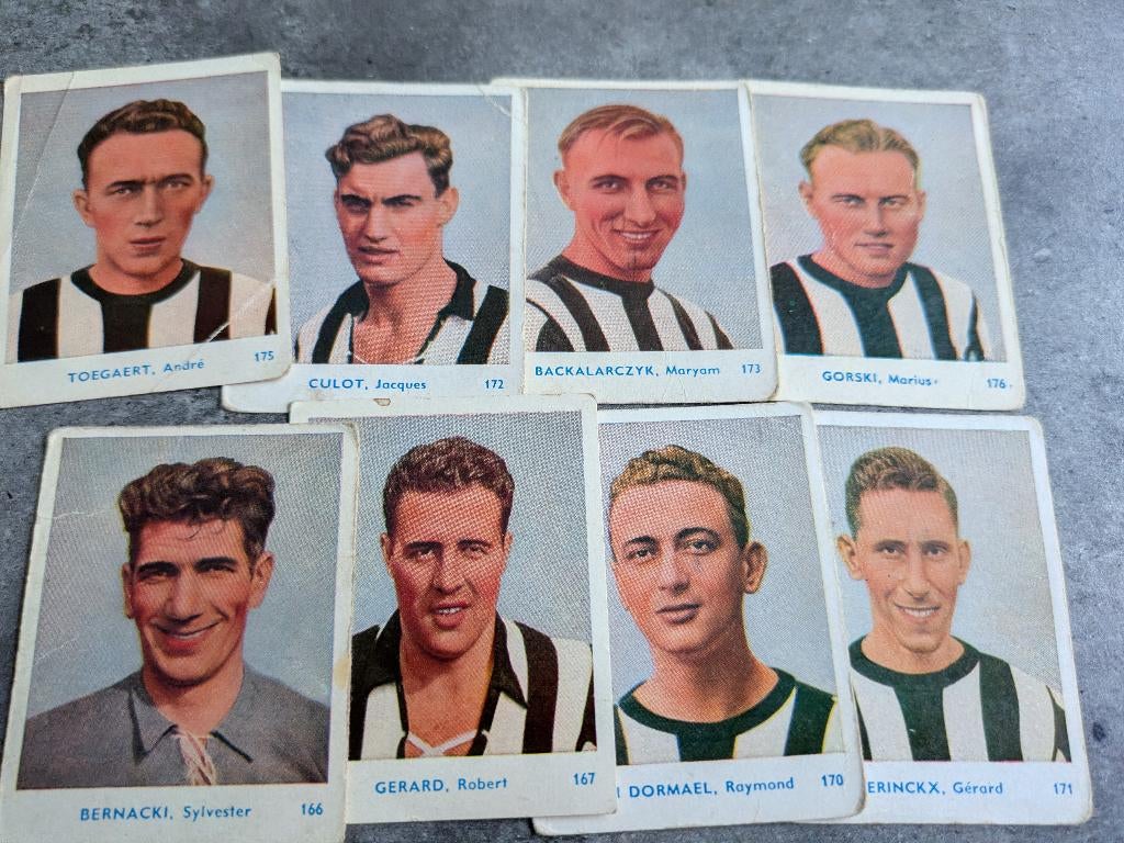 Voetbal BELGIAN CHEWING GUM 1951/52 PRENTEN 8X SC CHARLEROI, Ophalen of Verzenden