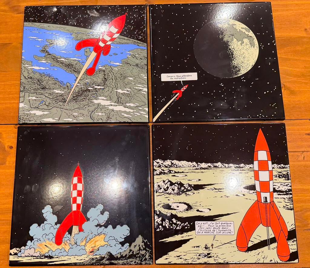 Tintin Plaques émaillées  «  On A Marcher Sur La Lune «, Ophalen, Kuifje, Zo goed als nieuw